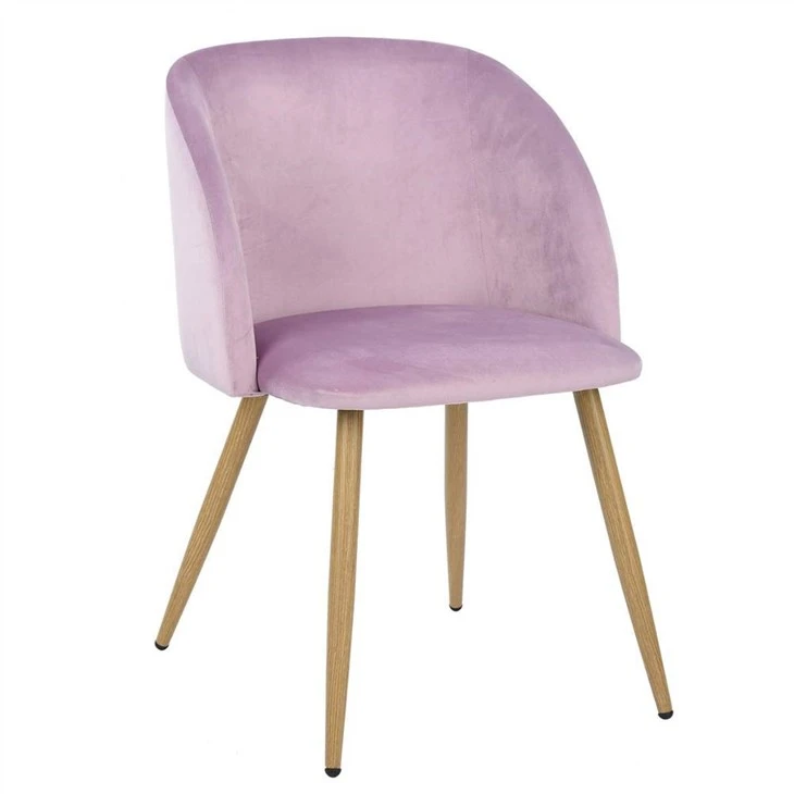 Pembe Modern Retro Kumaş Kol Dayama Rahat Yemek Sandalyesi