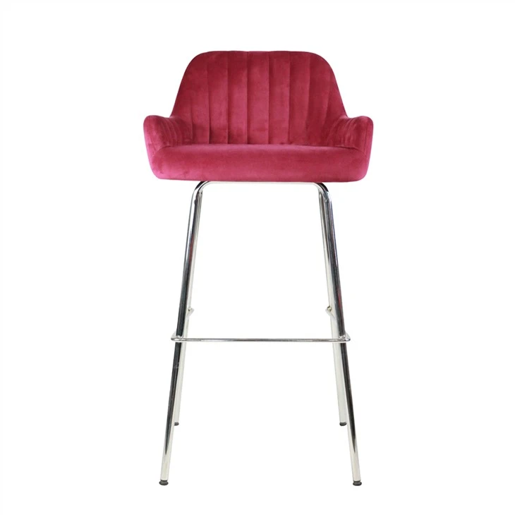 Kahvaltı İçin Modern Ergonomik Metal Ayaklı Kumaş Kapak Bar Sandalyesi