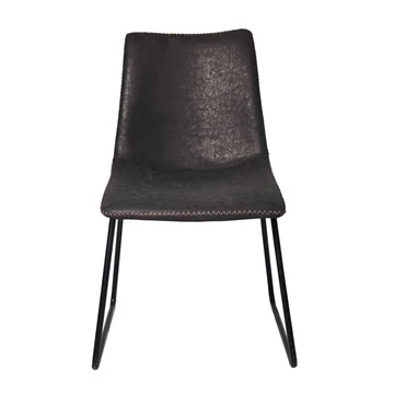 Siyah Metal Ayaklı Modern Suni Deri Yemek Sandalyesi