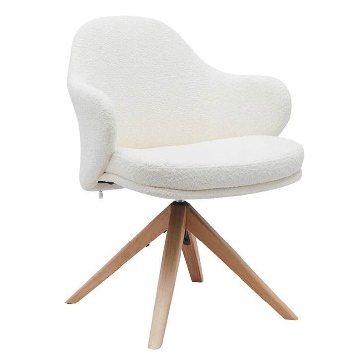 Partner Dining Chair Teddy Velvet Fabric Cover With Wooden Seat